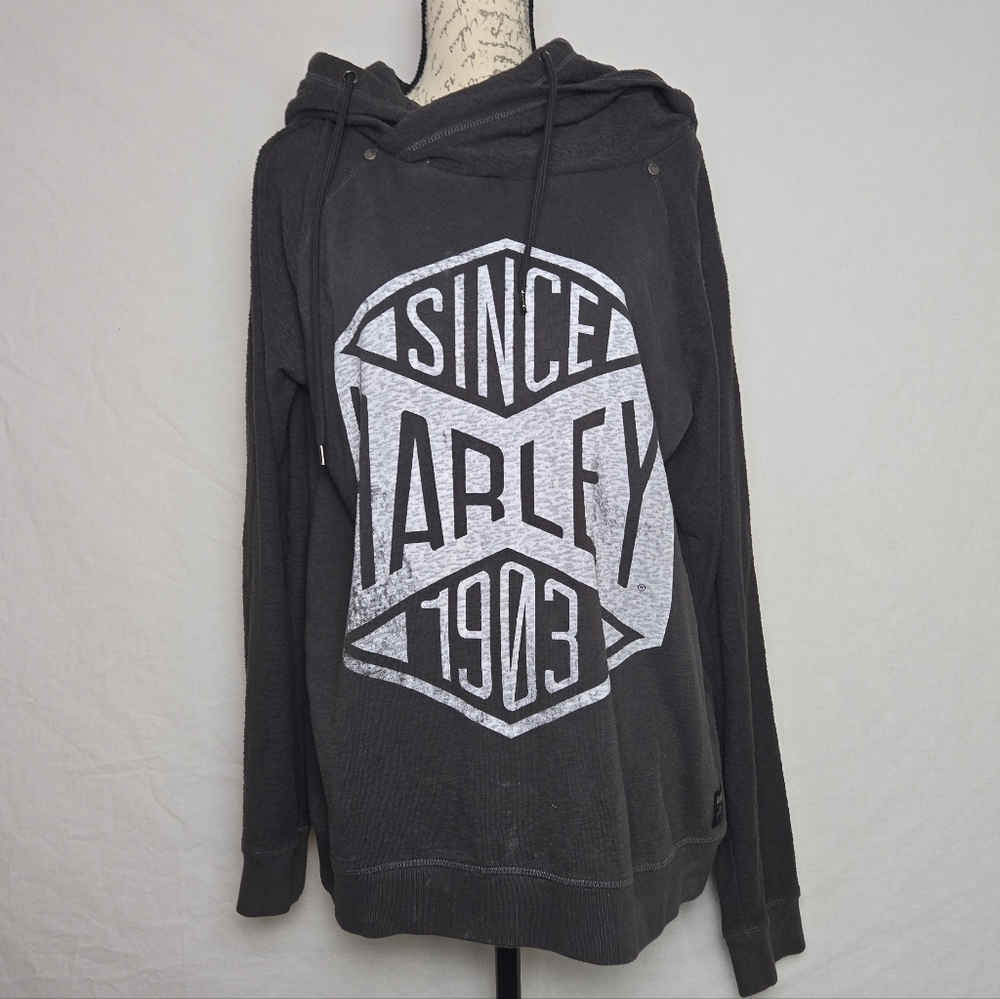 Harley-Davidson HDMC Quilted Graphic Hoodie | Grey Since 1903 Pullover - Large